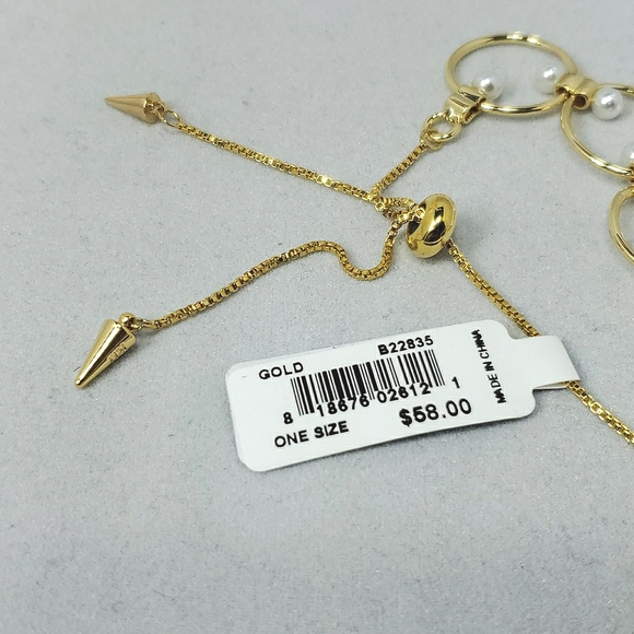 Rebecca Minkoff - Encircled Floating Pearls Pulley Bracelet (Gold/Pearl) - Picture 3 of 3